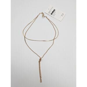 Nordstrom Gold Tone Layered Y Chain Necklace W/ Knot Detail Fashion Jewelry